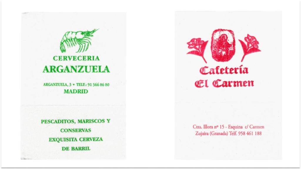Las servilletas de Cervecería Arganzuela y Cafetería El Carmen retratadas en el libro de Felipe Hernández.