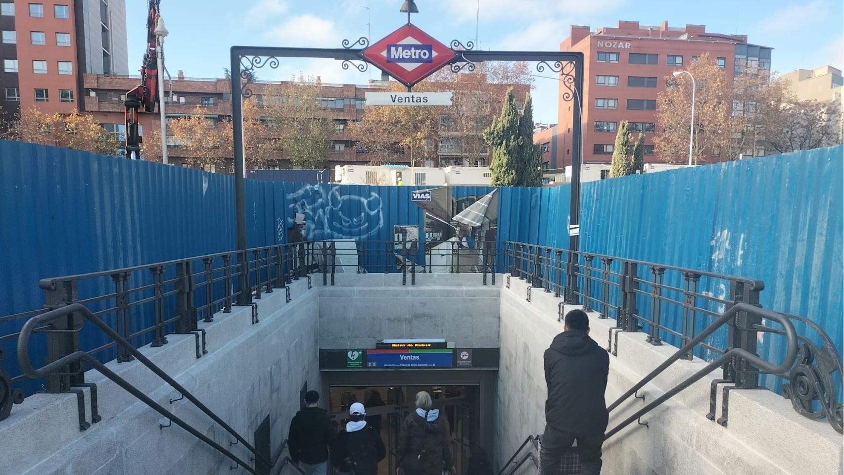 Obras en la estación de Ventas, en Línea 2 de Metro.