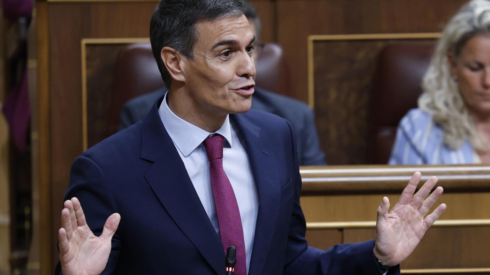 El presidente del Gobierno, Pedro Sánchez, interviene este miércoles en el pleno del Congreso.
