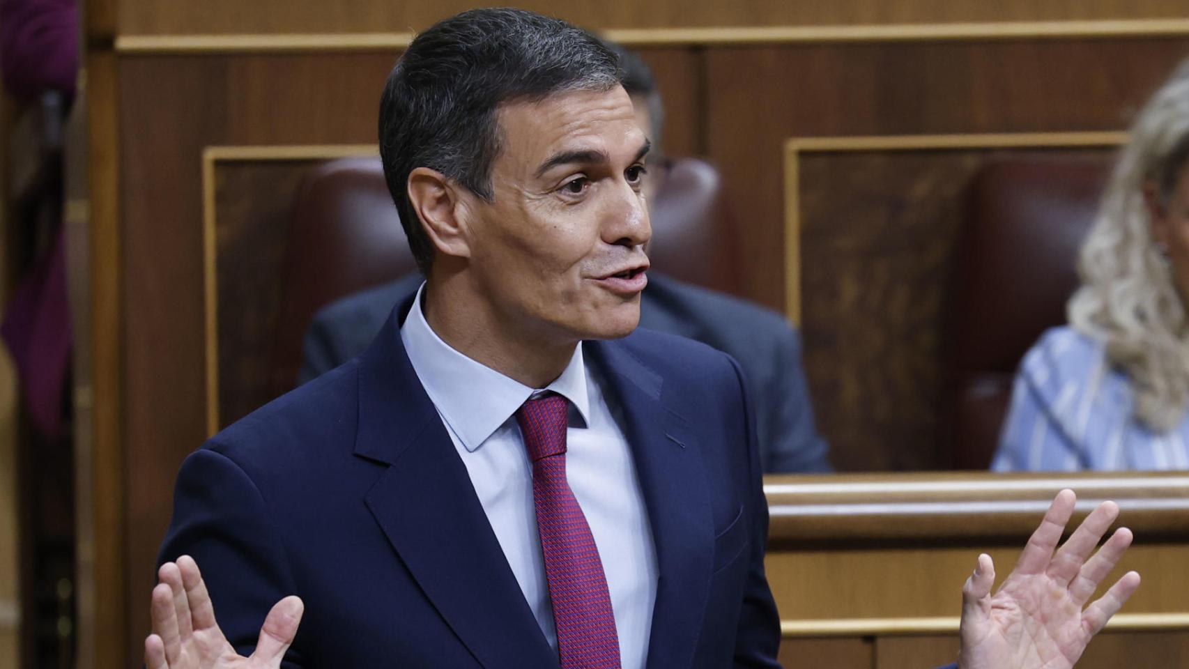 El presidente del Gobierno, Pedro Sánchez, interviene este miércoles en el pleno del Congreso.