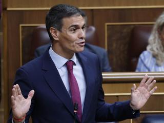 El presidente del Gobierno, Pedro Sánchez, interviene este miércoles en el pleno del Congreso.