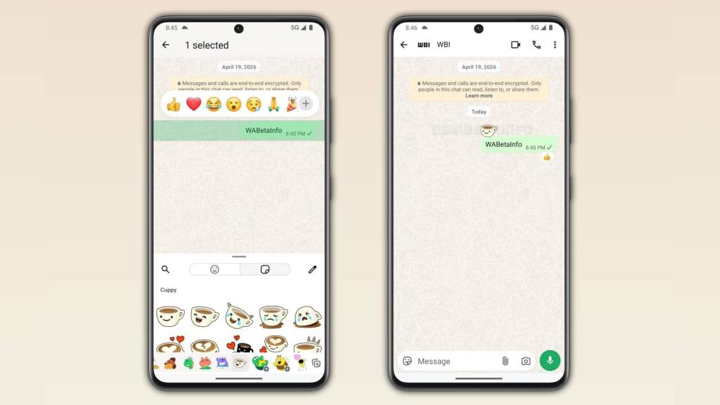 Las reacciones con stickers a los mensajes de WhatsApp.
