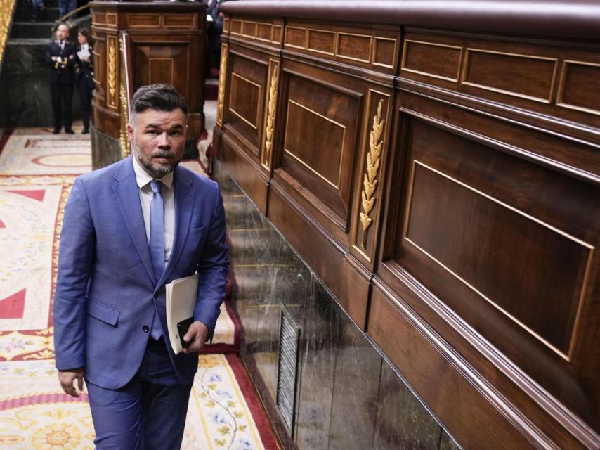 El portavoz parlamentario de ERC, Gabriel Rufián, en el pleno del Congreso.