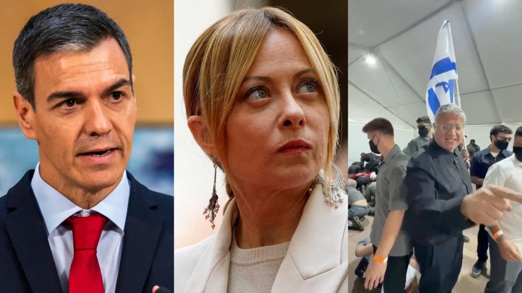Sánchez y Meloni condenan el trato vejatorio a los activistas de la Flotilla detenidos por Tel Aviv, mostrado en un vídeo por el ministro de la Seguridad Nacional del país, Ben Gvir.