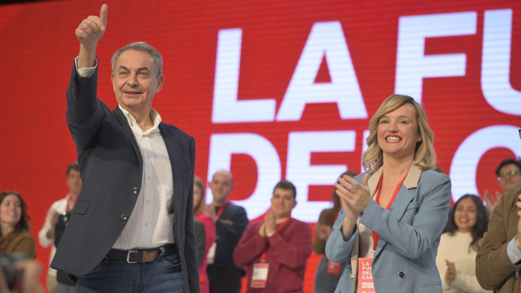Zapatero, durante el Congreso Regional del PSOE que encumbró a Pilar Alegría.