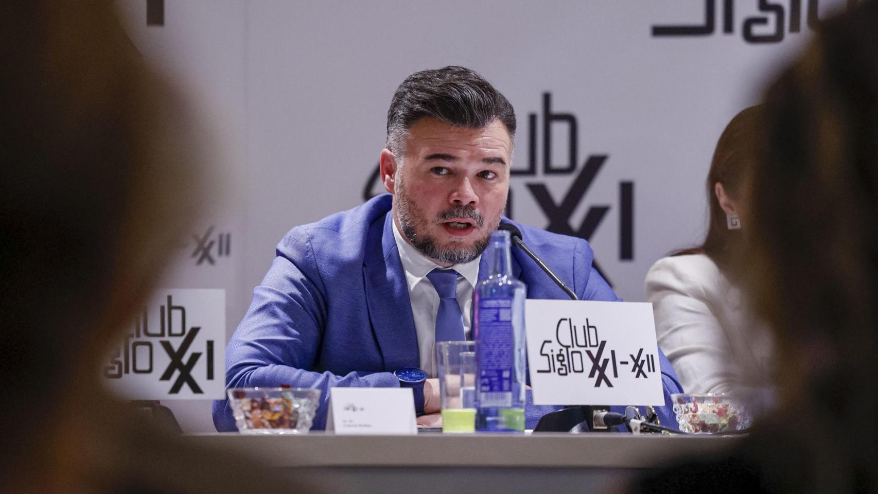Gabriel Rufián este miércoles en un un coloquio organizado por el Club Siglo XXI en Madrid.