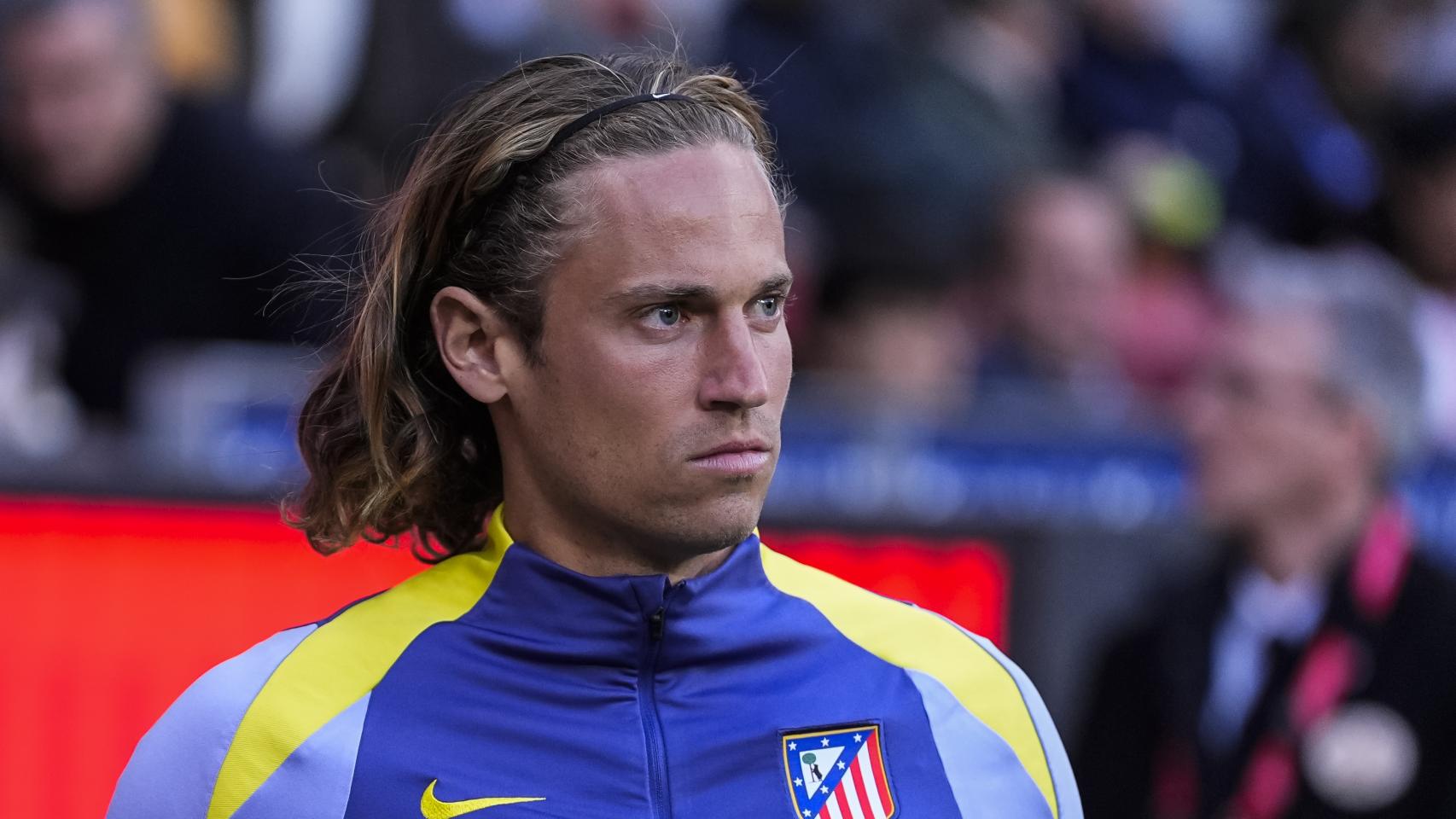 Marcos Llorente, antes de un partido del Atlético de Madrid.