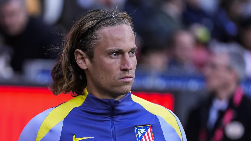 Marcos Llorente, antes de un partido del Atlético de Madrid.