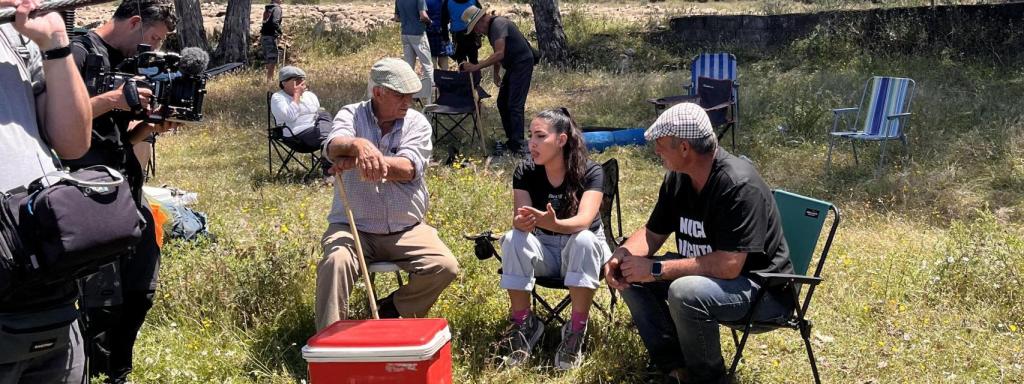 José Manuel y su hija durante un día de rodaje