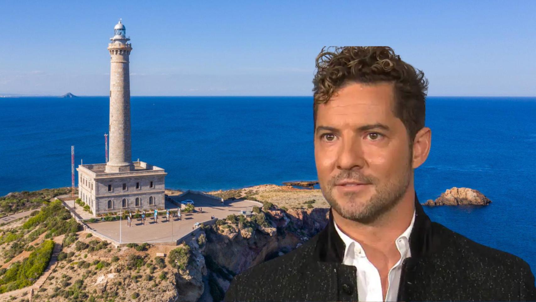 David Bisbal y el faro de Cabo de Palos en un montaje.