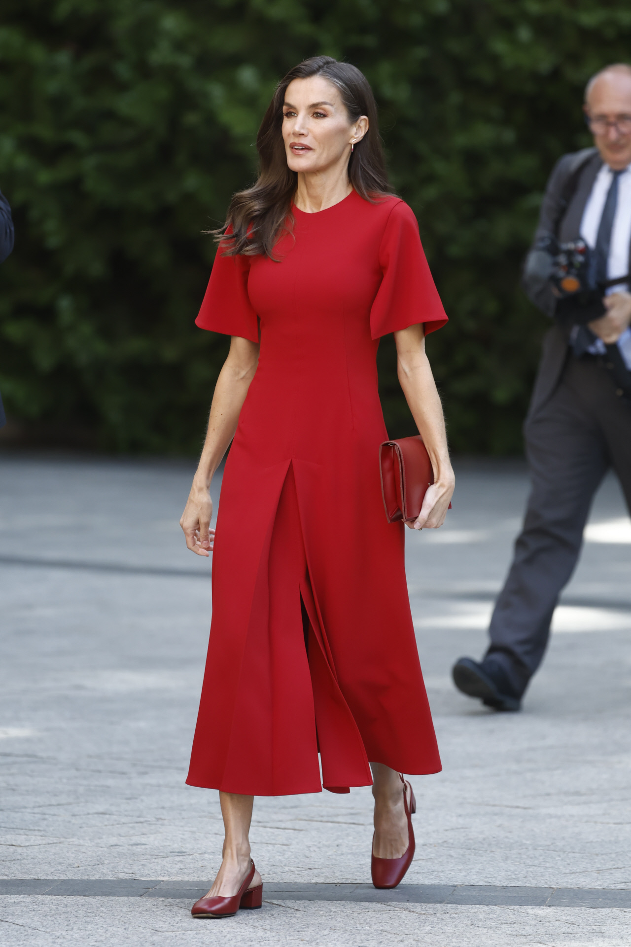 Doña Letizia, con vestido de Adolfo Domínguez.
