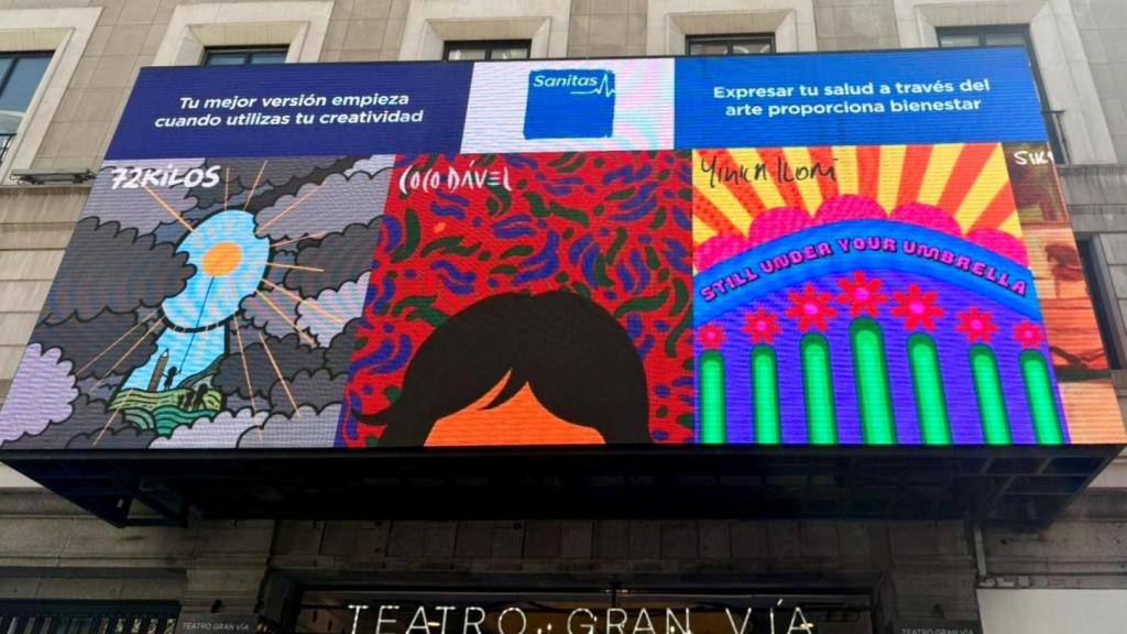 Mural expuesto en la calle Gran Vía, de Madrid. 