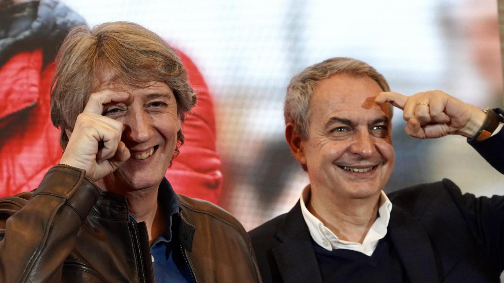 El secretario general del PSOE de Castilla y León, Carlos Martínez, junto al expresidente del Gobierno José Luis Rodríguez Zapatero, en un acto en Segovia el pasado 11 de marzo