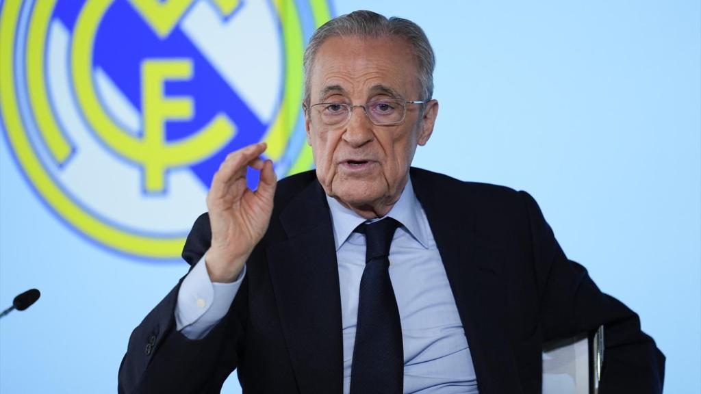 Florentino Pérez, durante su comparecencia ante la prensa.