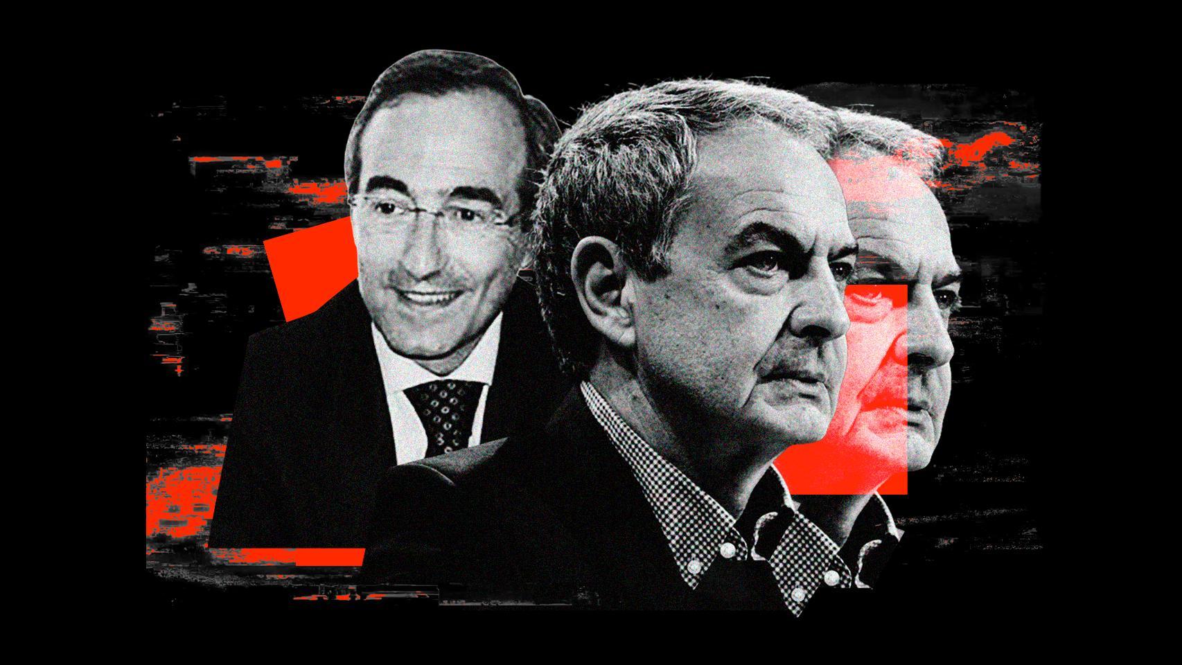 Ilustración en la que aparecen Miguel Ángel Calama, hermano del juez Calama, y el expresidente Zapatero.