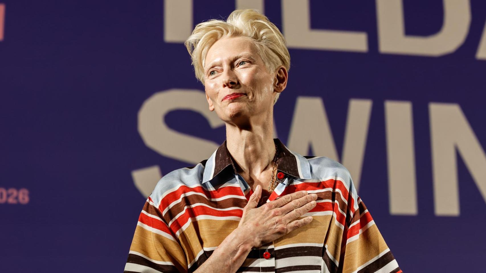La actriz británica Tilda Swinton en Cannes. Foto: EFE/EPA/TERESA SUAREZ / POOL.