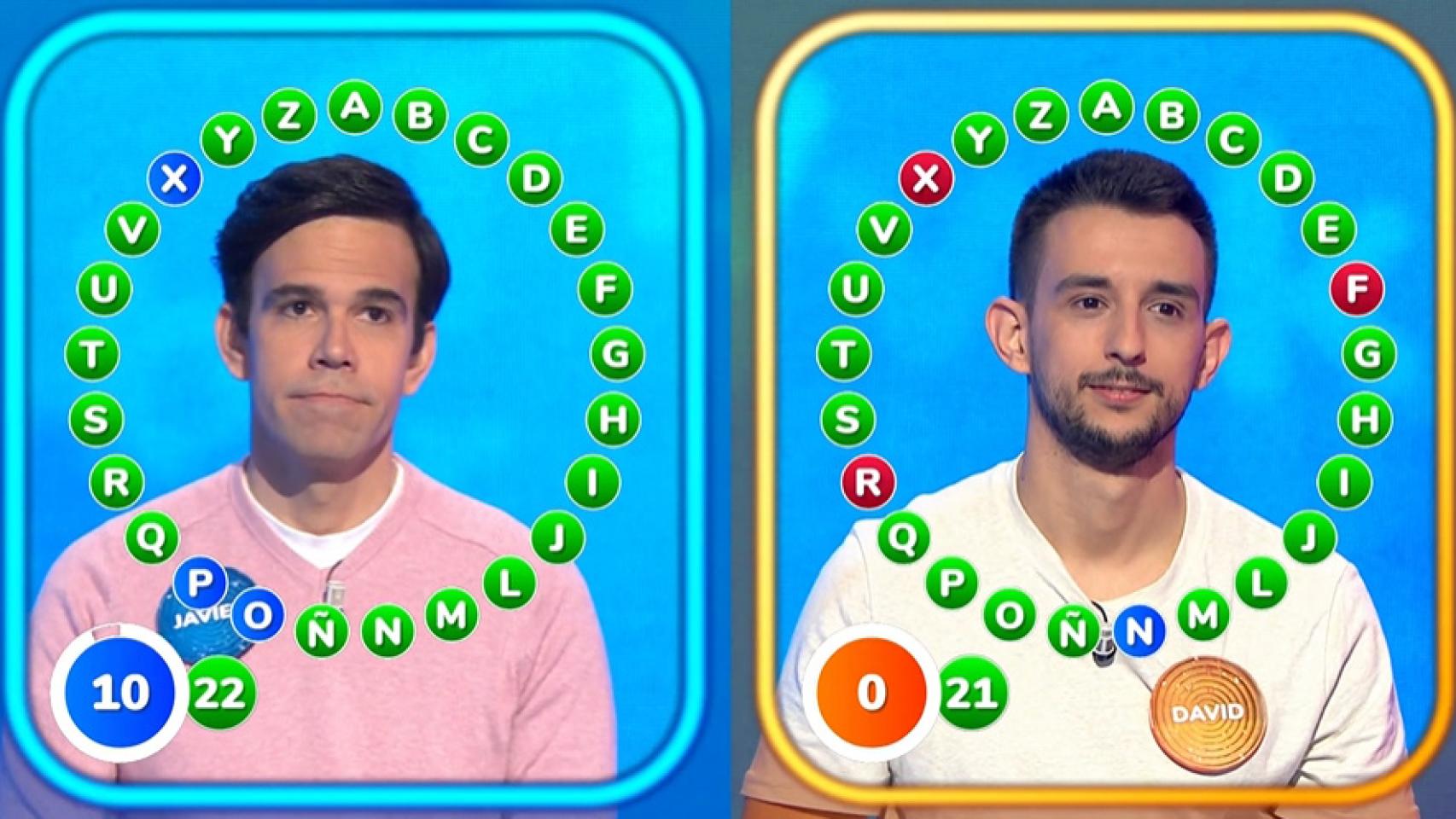 Javier Alonso y David Trigo, los concursantes actuales de 'Pasapalabra'.
