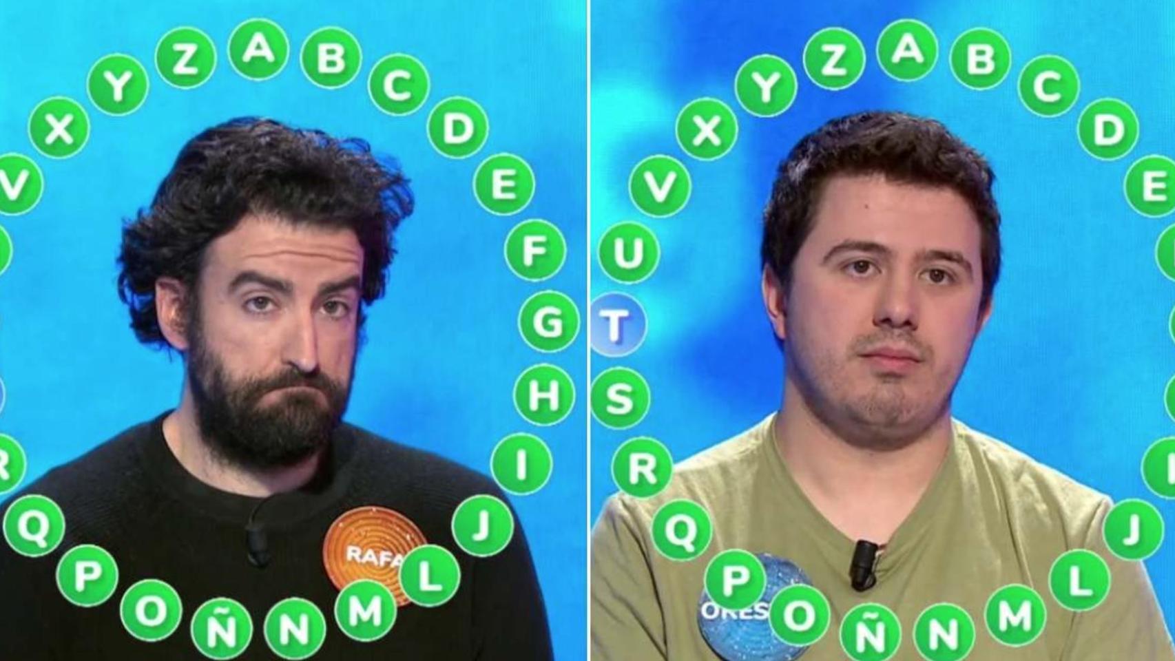 Rafa Castaño y Orestes en el Rosco de 'Pasapalabra'.