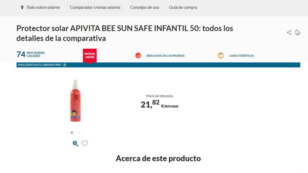 Protector solar Apivita.