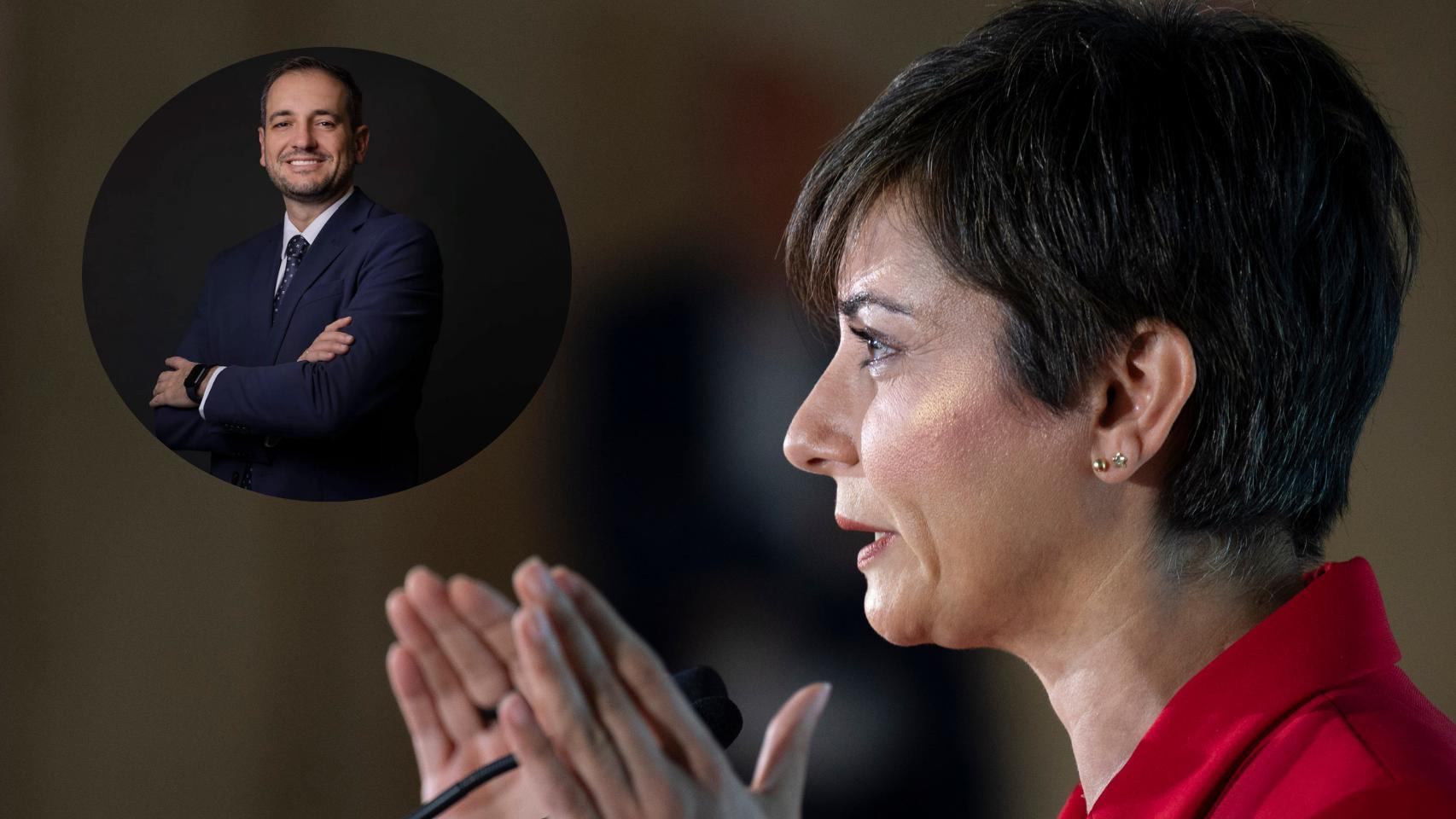 Montaje de José Ramón Méndez con la ministra de Vivienda, Isabel Rodríguez (Alberto Ortega / Europa Press).
