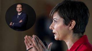 Montaje de José Ramón Méndez con la ministra de Vivienda, Isabel Rodríguez (Alberto Ortega / Europa Press).