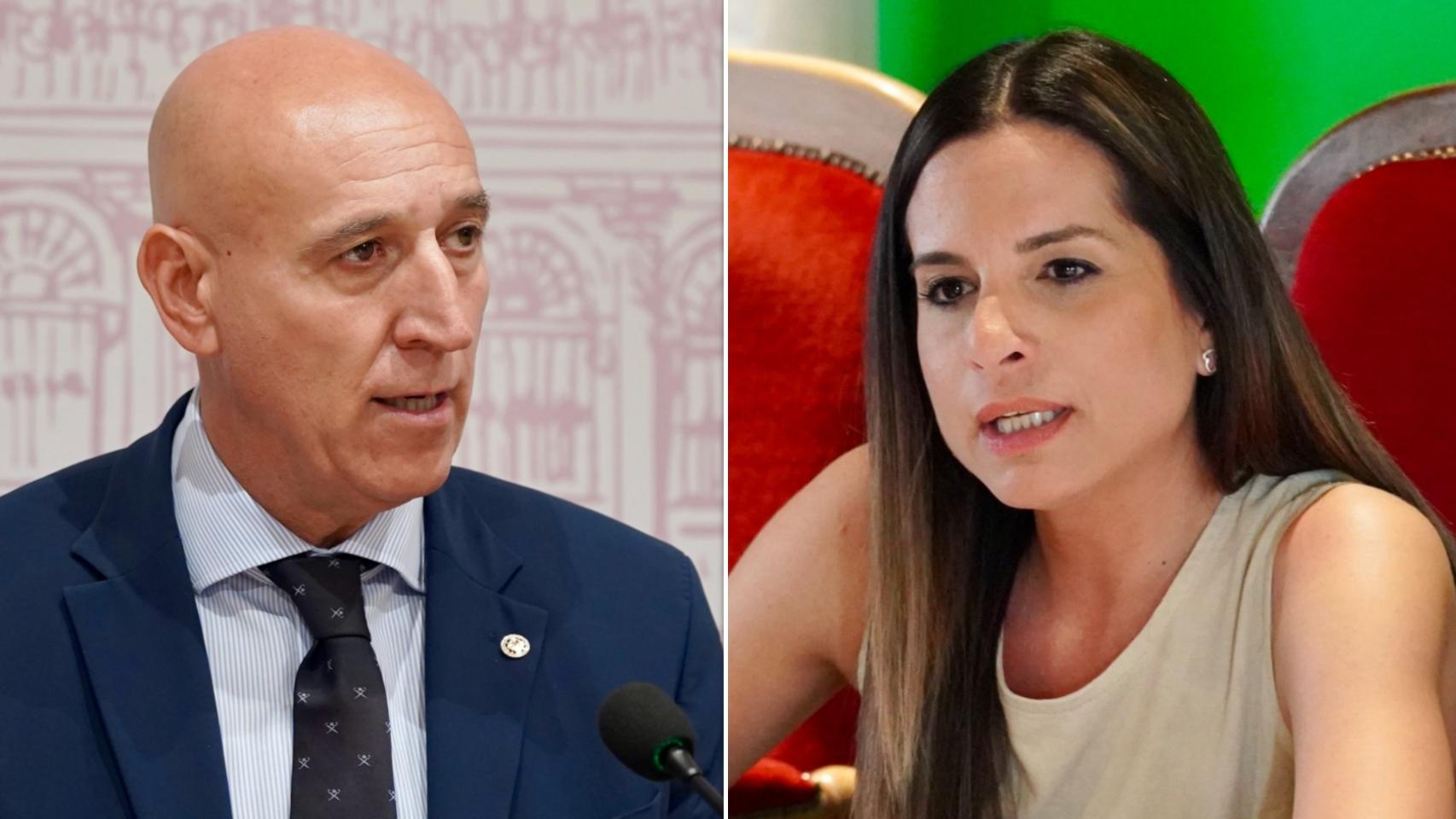 El alcalde de León, el socialista José Antonio Diez, y la vicesecretaria general del PSOE de Castilla y León, Nuria Rubio, en un montaje de EL ESPAÑOL