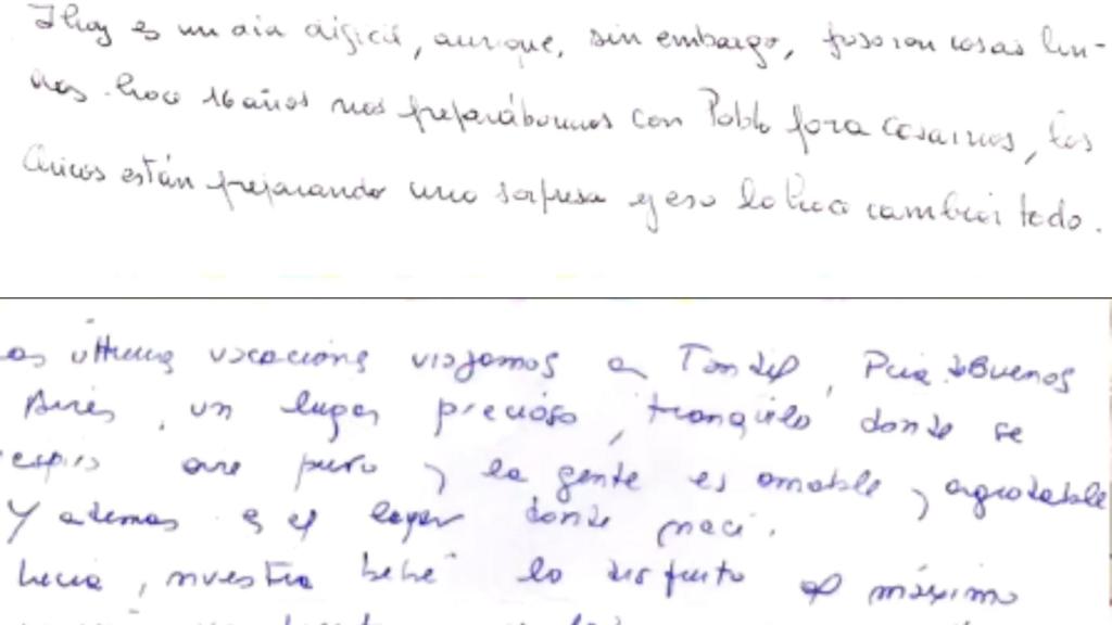 Ejemplos de escritura descendente aportados por Rafael Cruz
