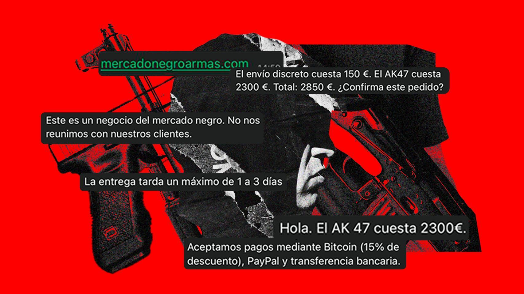 Algunos de los mensajes enviados por un vendedor de armas en el mercado ilegal. 