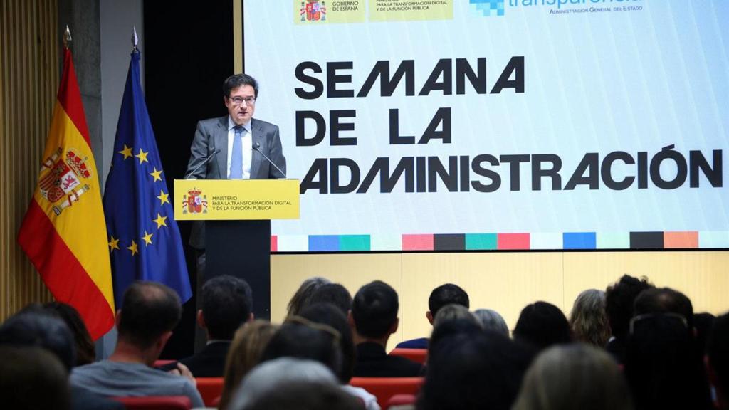 El ministro para la Transformación Digital y de la Función Pública, Óscar Lopez, durante la presentación de la Semana de la Administración Abierta