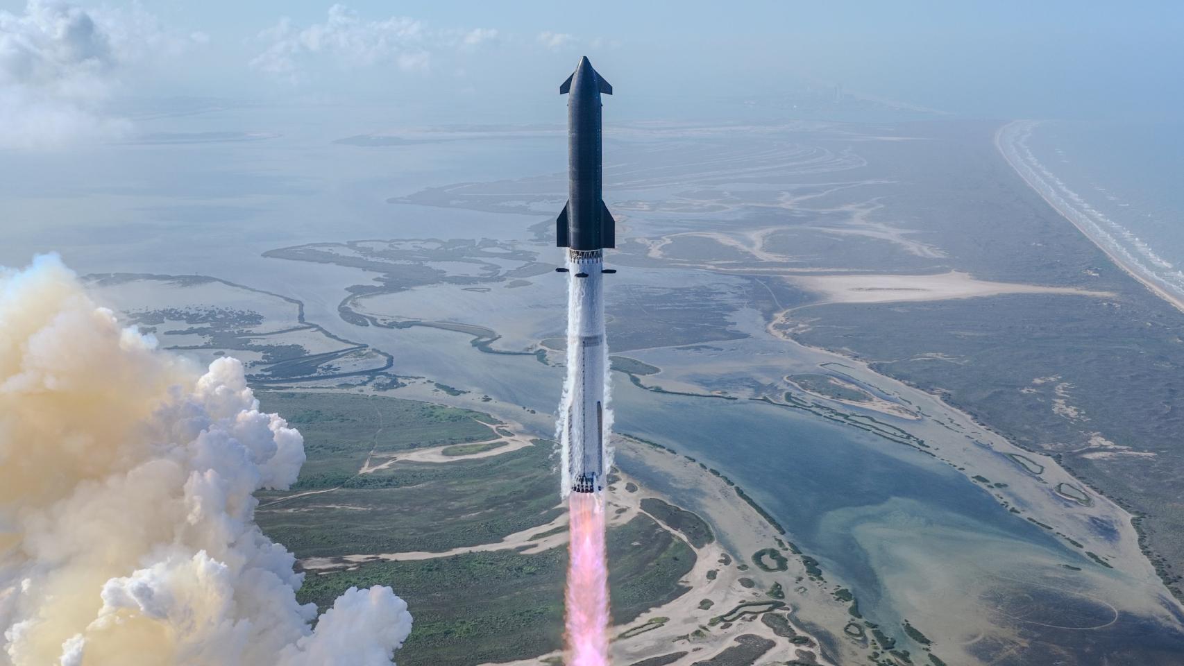 Starship V3 durante su lanzamiento.