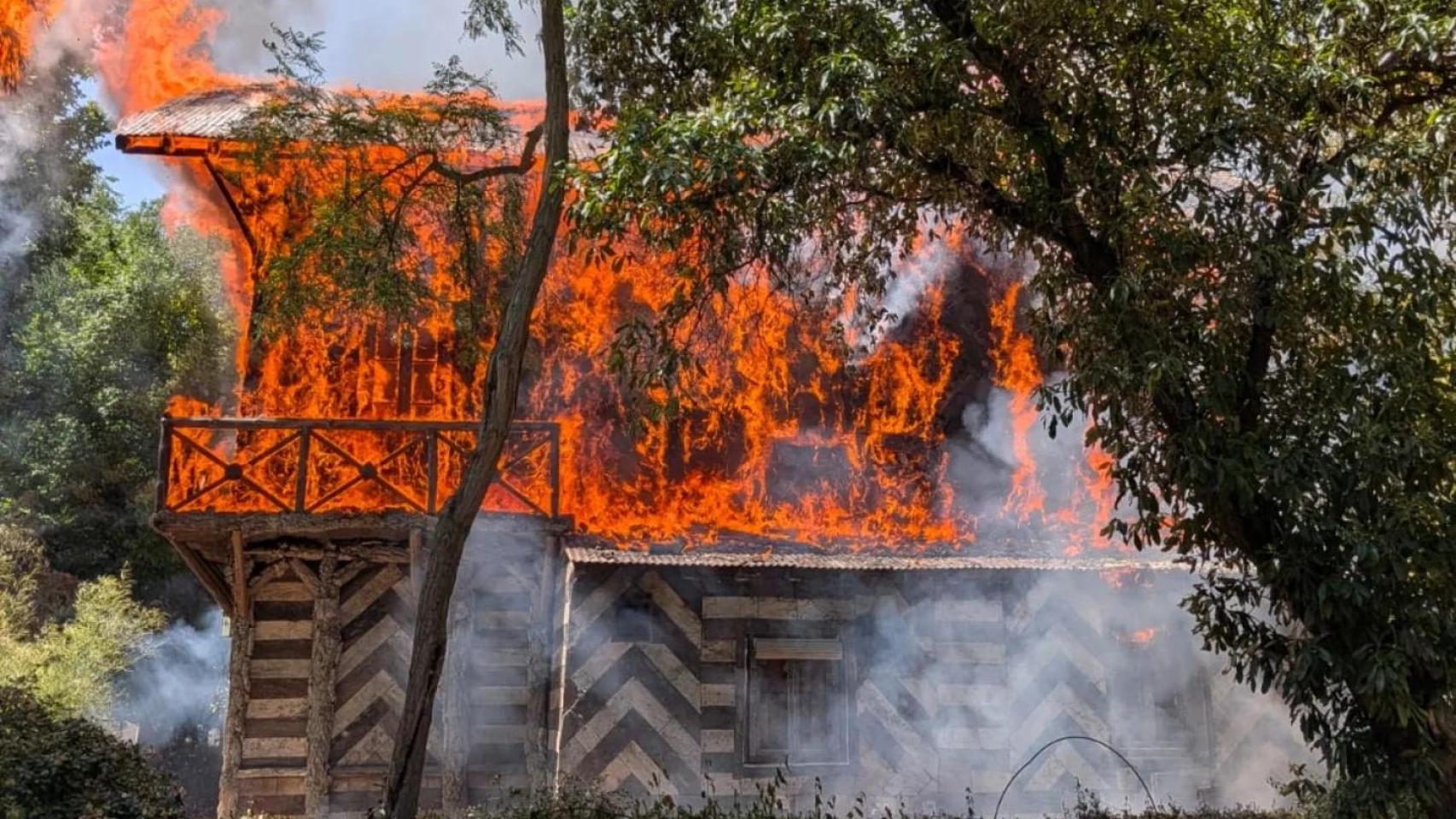 Casa del Corcho de Toledo incendiada.