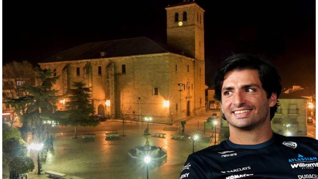 Montaje del pueblo de Cebreros y Carlos Sainz.