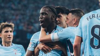 Celebración del Celta del gol de Moriba