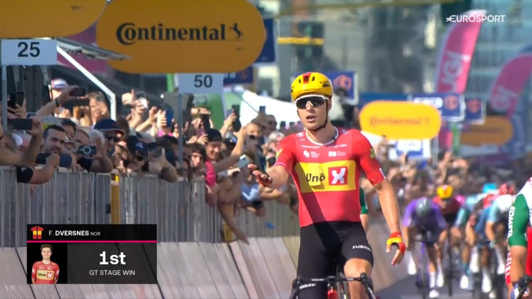 Fredrik Dversnes se lleva la victoria en la decimoquinta etapa del Giro de Italia.