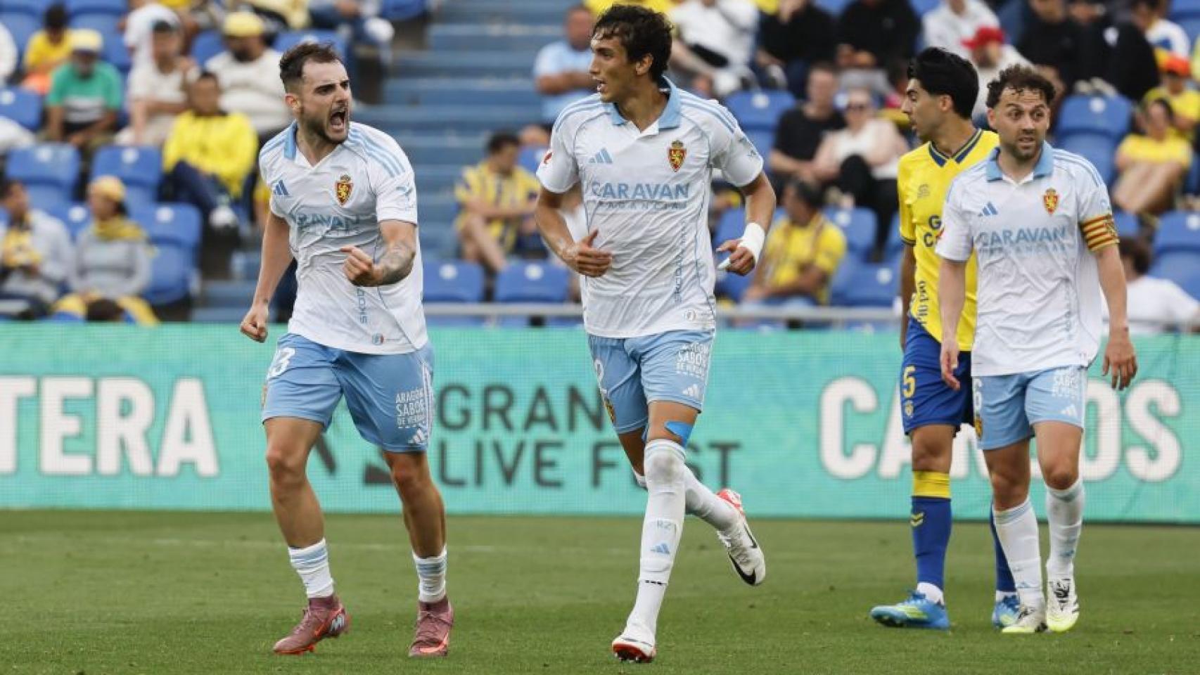 Cuenca celebra con rabia el gol ante la UD Las Palmas