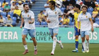 Cuenca celebra con rabia el gol ante la UD Las Palmas