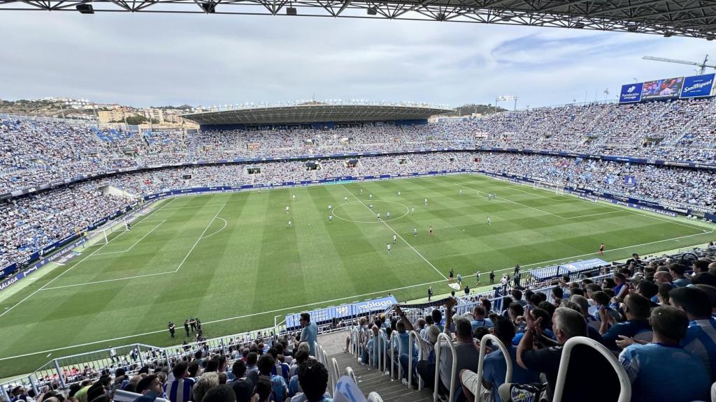 El estadio de La Rosaleda durante el Málaga CF vs. Racing de Santander.