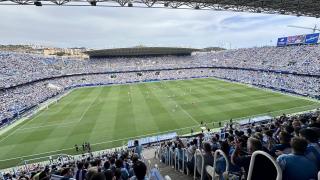 El estadio de La Rosaleda durante el Málaga CF vs. Racing de Santander.
