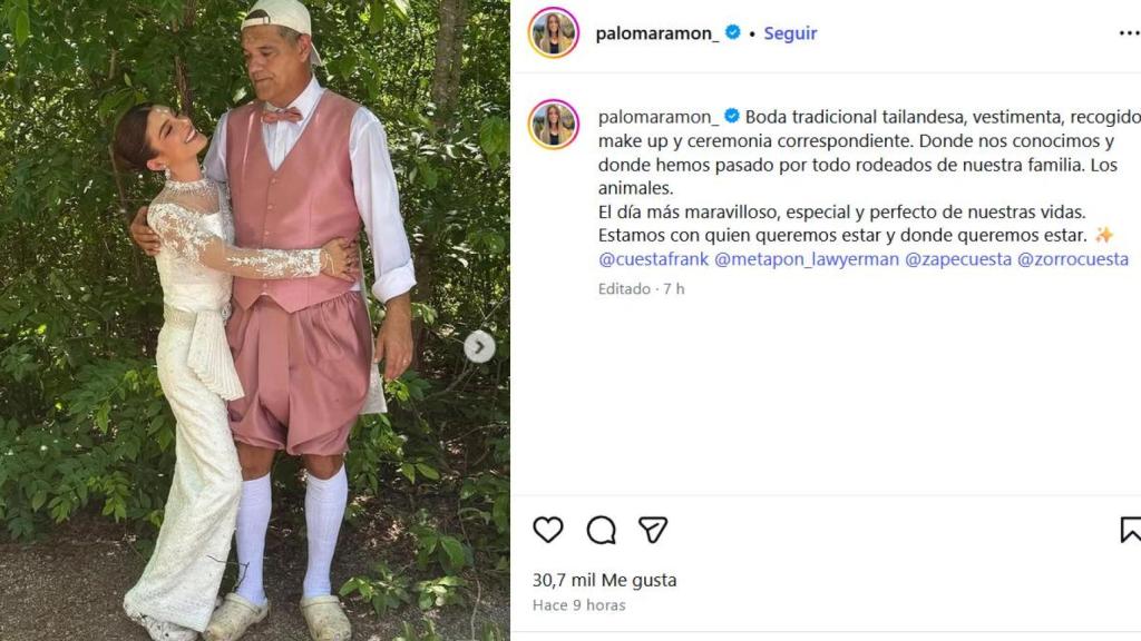 Publicación en redes sociales de Paloma de Ramón