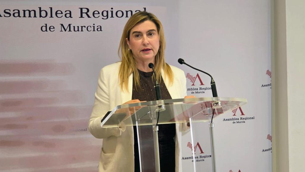 Carmina Fernández, durante su intervención en la Asamblea Regional de Murcia.