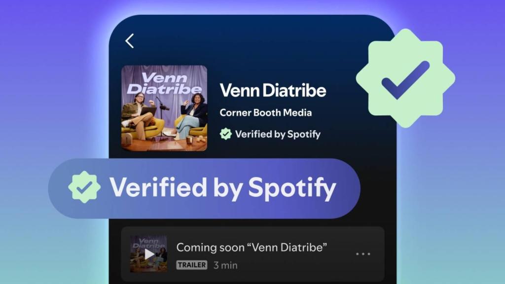 La nueva etiqueta de verificación de pódcast de Spotify.