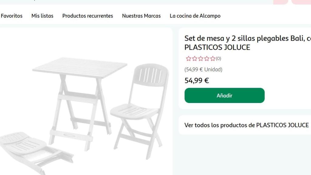 Set de mesa y 2 sillas plegables Bali.