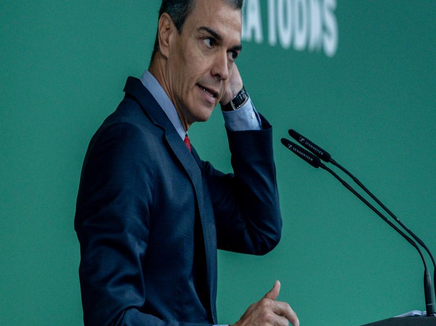 Pedro Sánchez, este lunes, en la clausura de Plan Social para el Clima, en Espacio Rastro, en Madrid.