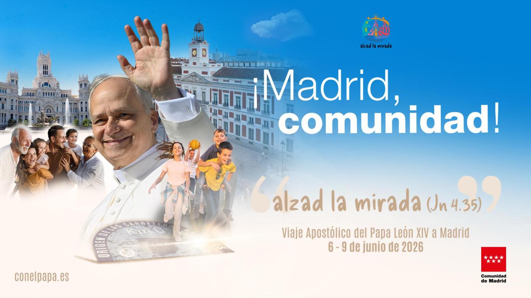 Cartel de la Comunidad de Madrid sobre la visita del Papa.