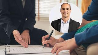 Montaje de Javier Enrique Camacho con la firma de una herencia