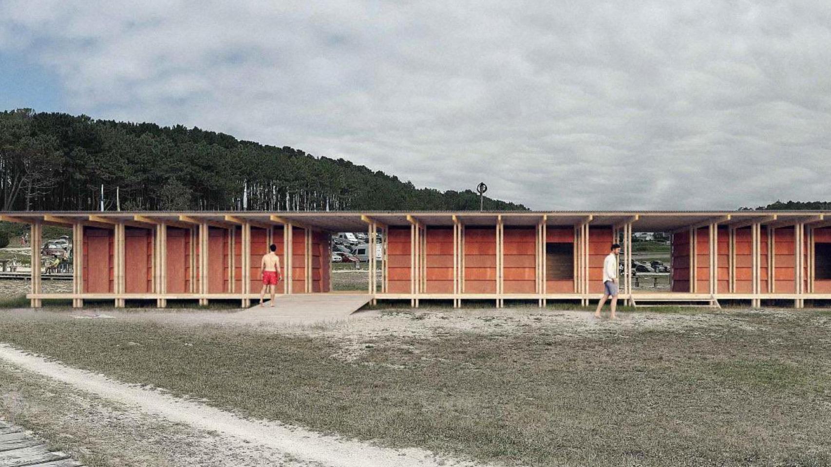 Recreación de las casetas en Doniños