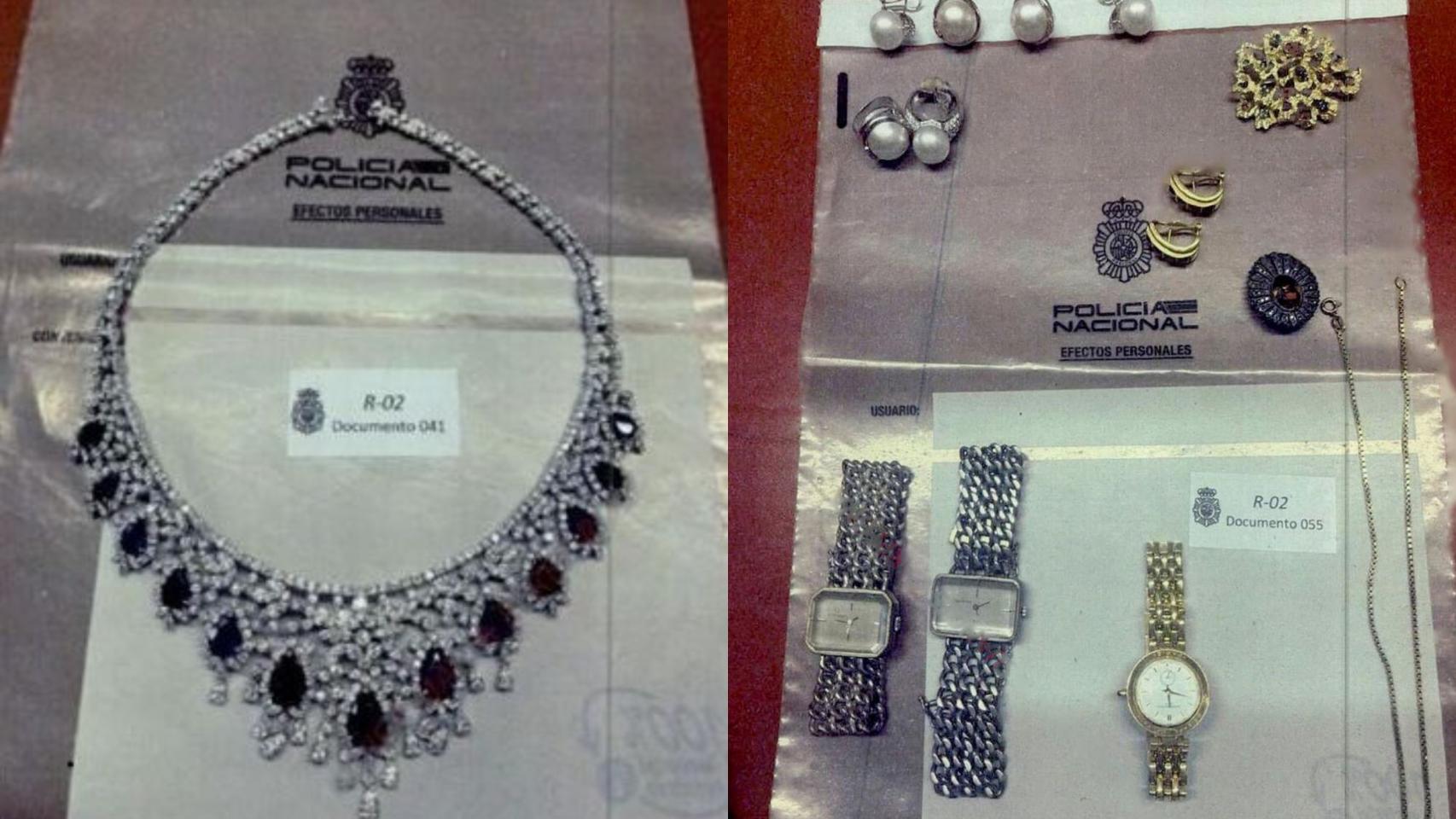 Todas las joyas y relojes hallados en la caja fuerte de Zapatero por la UDEF.
