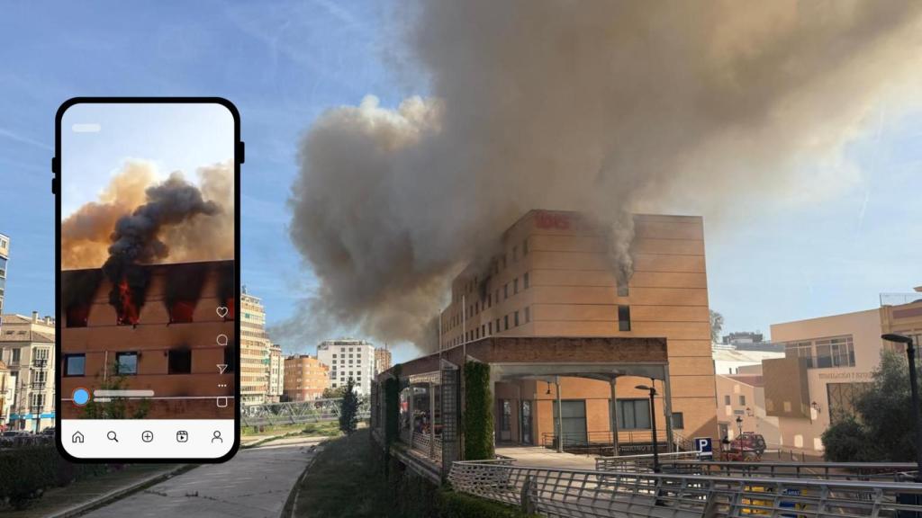 Un montaje con imágenes del incendio.