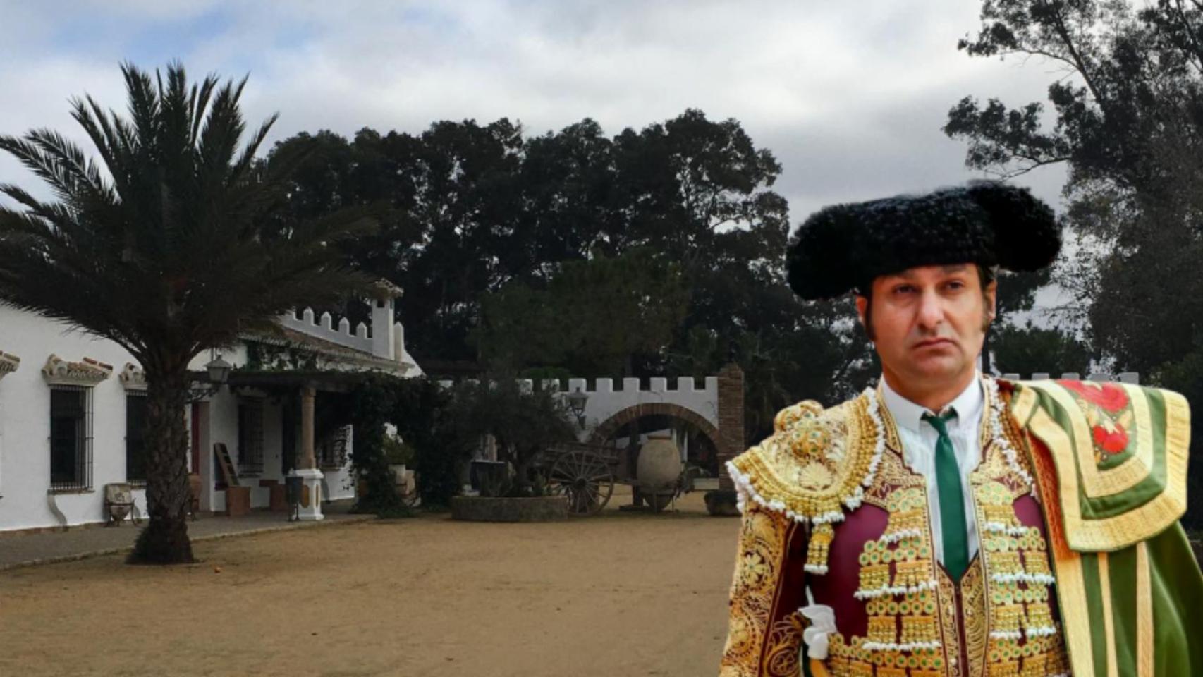 Morante de la Puebla en una imagen de archivo y la finca en la que se refugia en un montaje de JALEOS