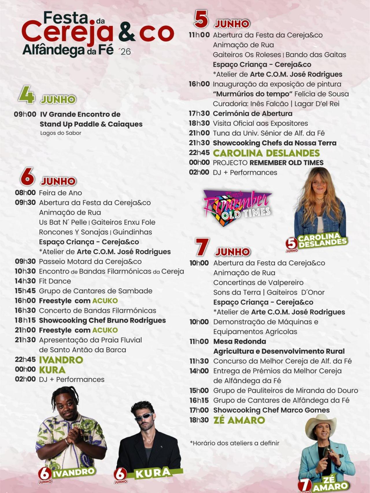 Programa de la fiesta de la cereza 2026 en Alfândega da Fé (Portugal).